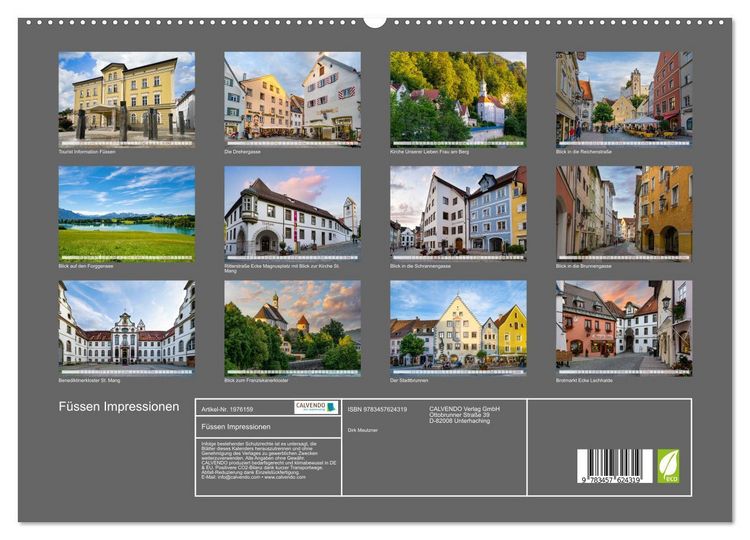 Produktbild: F&uuml;ssen Impressionen (Wandkalender 2026 DIN A2 quer), CALVENDO Monatskalender