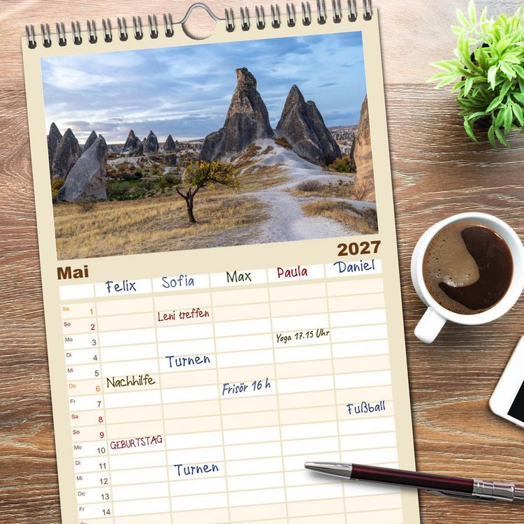 Produktbild: Familienplaner 2027 - Kappadokien, Feent&uuml;rme und Ballontr&auml;ume mit 5 Spalten (Wandkalender, 21 x 45 cm) CALVENDO