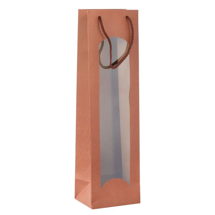 Produktbild: Idena Flaschentasche mit Fenster kupfer 10x36x8cm 210g/m&sup2;