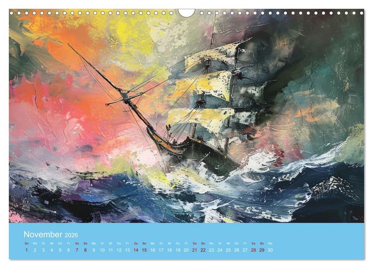 Produktbild: Das trunkene Schiff mit Bildern im William Turner-Stil (Wandkalender 2026 DIN A3 quer), CALVENDO Monatskalender