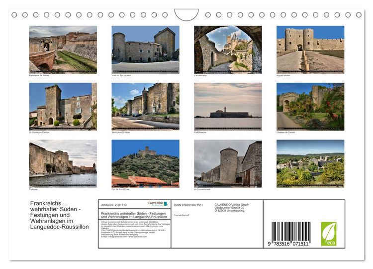 Produktbild: Frankreichs wehrhafter S&uuml;den - Festungen und Wehranlagen im Languedoc-Roussillon (Wandkalender 2026 DIN A4 quer), CALVENDO Monatskalender
