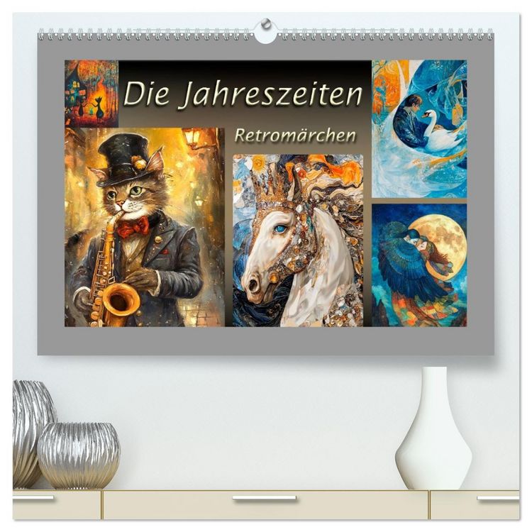 Produktbild: Die Jahreszeiten. Retrom&auml;rchen (hochwertiger Premium Wandkalender 2026 DIN A2 quer), Kunstdruck in Hochglanz