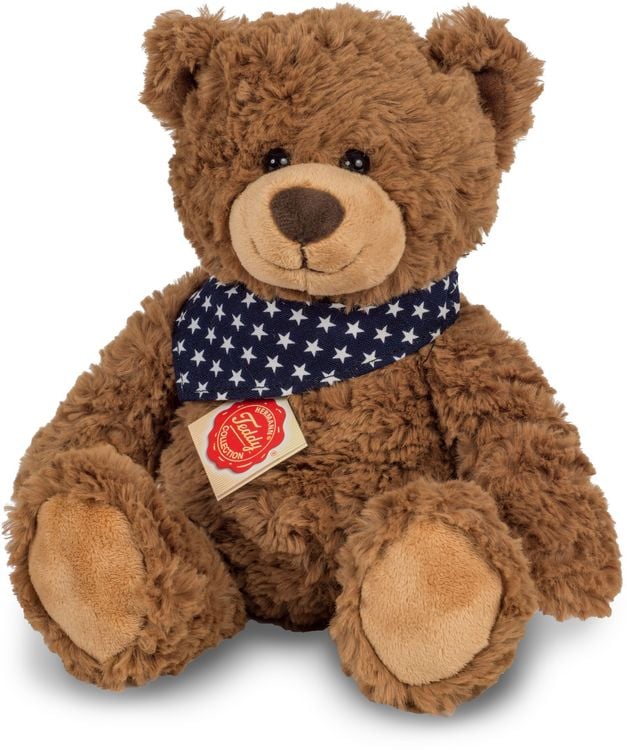 Produktbild: Teddy Hermann 91362 - Teddy braun mit Tuch, sitzend, 30 cm, Pl&uuml;schtier