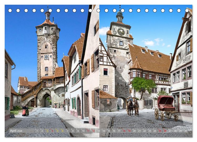 Produktbild: Rothenburg ob der Tauber um das Jahr 1900 &ndash; Fotos neu koloriert (Tischkalender 2026 DIN A5 quer), CALVENDO Monatskalender
