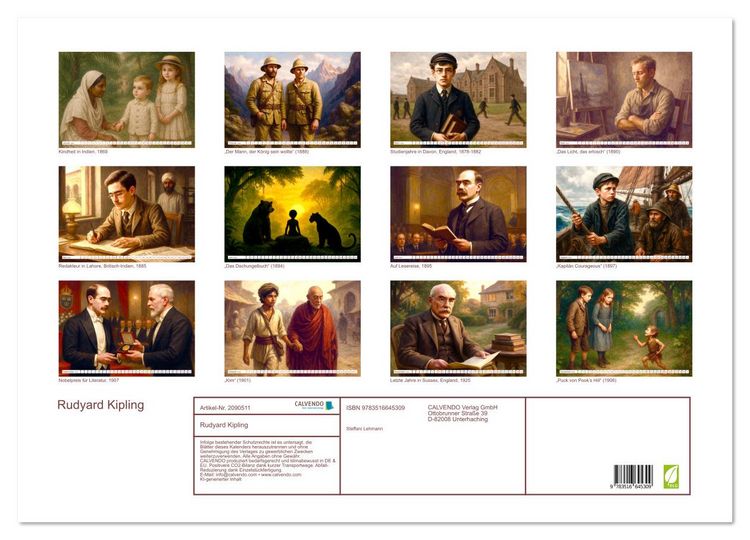 Produktbild: Rudyard Kipling (Wandkalender 2026 DIN A2 quer), CALVENDO Monatskalender