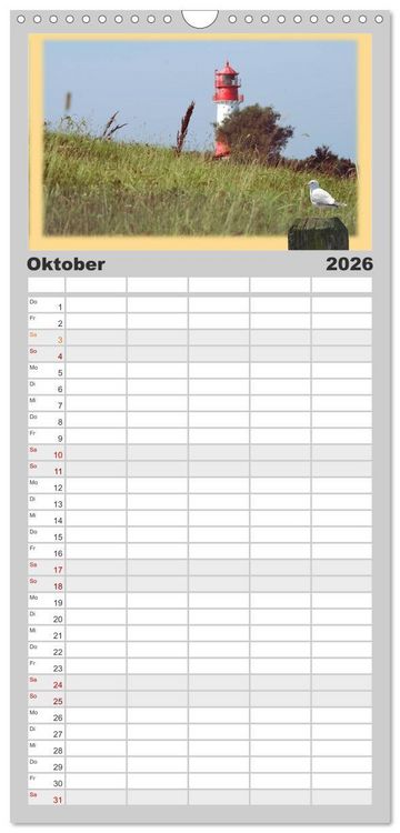 Produktbild: Familienplaner 2026 - Leuchtt&uuml;rme Schleswig-Holsteins mit 5 Spalten (Wandkalender, 21 x 45 cm) CALVENDO