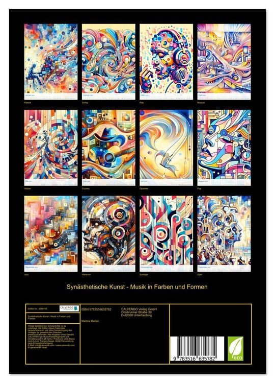 Produktbild: Syn&auml;sthetische Kunst - Musik in Farben und Formen (Wandkalender 2026 DIN A4 hoch), CALVENDO Monatskalender