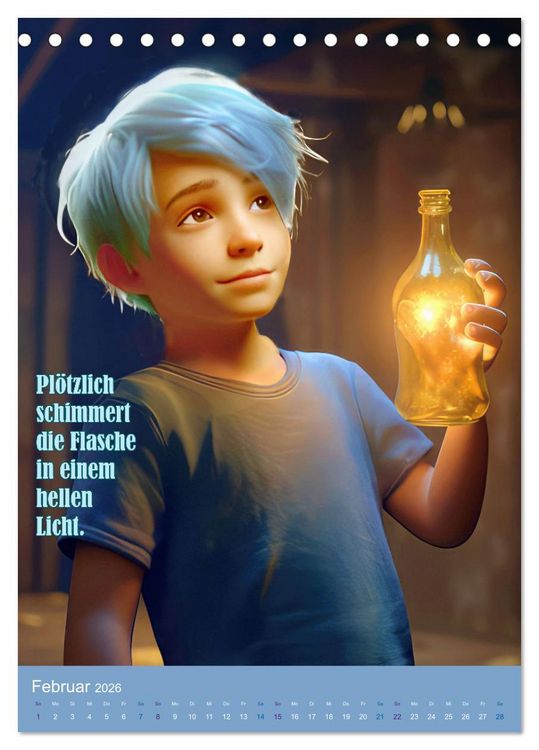 Produktbild: Luca und die wundersame Flasche (Tischkalender 2026 DIN A5 hoch), CALVENDO Monatskalender