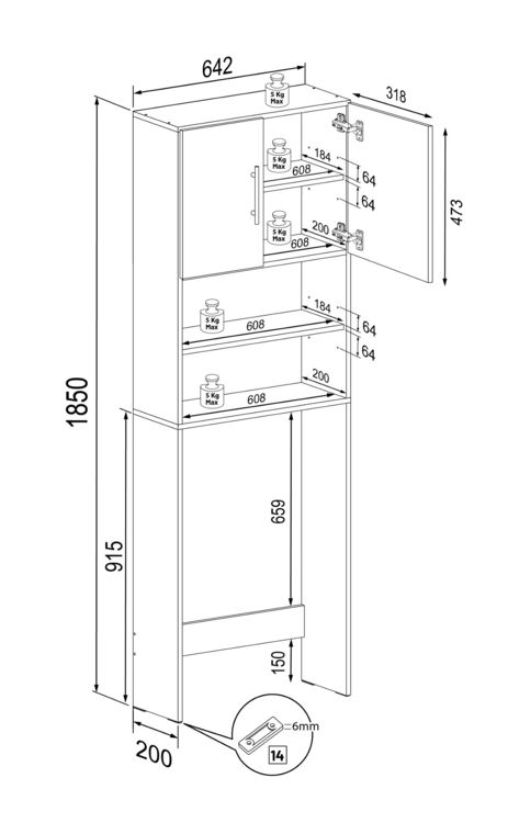 Produktbild: &Uuml;berbauschrank Waschmaschine &Uuml;berbau Schrank Jutas