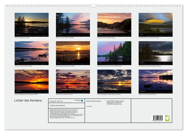 Produktbild: Lichter des Nordens (Wandkalender 2026 DIN A2 quer), CALVENDO Monatskalender