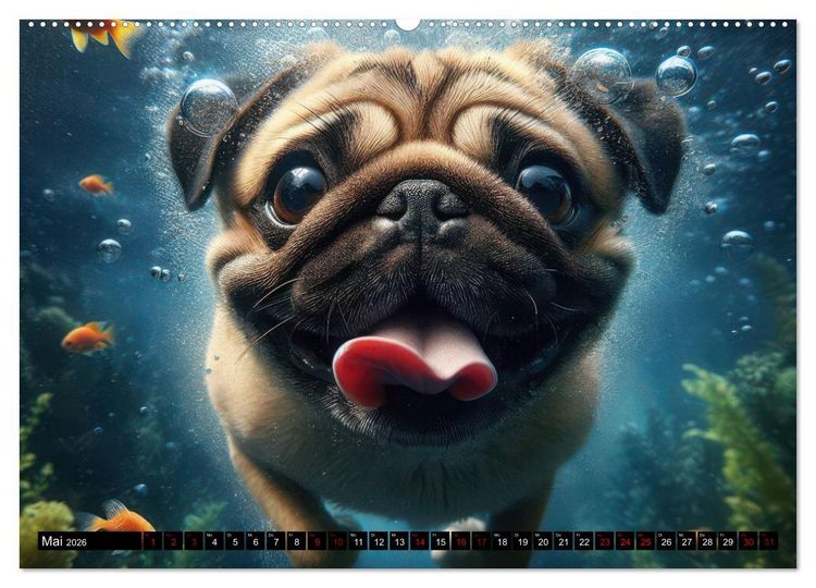 Produktbild: Badespa&szlig; - Hunde unter Wasser (hochwertiger Premium Wandkalender 2026 DIN A2 quer), Kunstdruck in Hochglanz