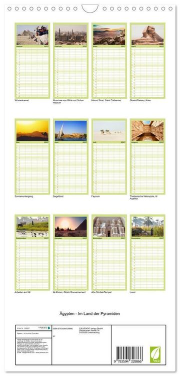 Produktbild: Familienplaner 2027 - &Auml;gypten - Im Land der Pyramiden mit 5 Spalten (Wandkalender, 21 x 45 cm) CALVENDO