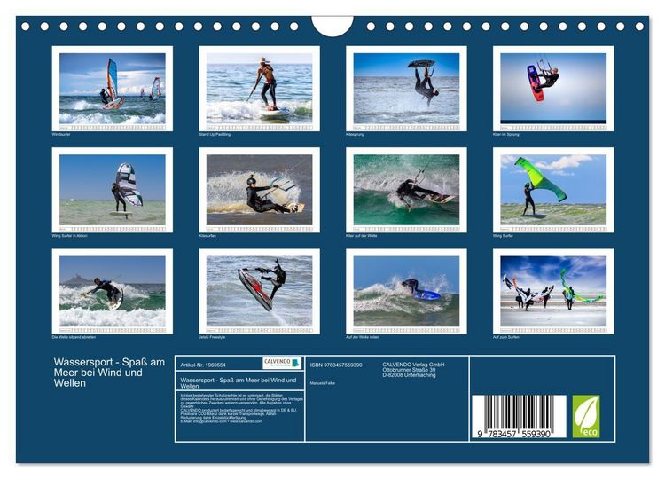 Produktbild: Wassersport - Spa&szlig; am Meer bei Wind und Wellen (Wandkalender 2026 DIN A4 quer), CALVENDO Monatskalender