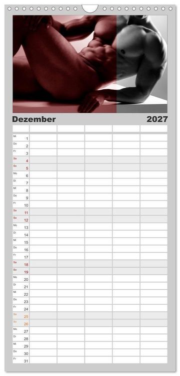 Produktbild: Familienplaner 2027 - Naked men behind the colors &ndash; &Auml;sthetische Aktfotografien mit 5 Spalten (Wandkalender, 21 x 45 cm) CALVENDO