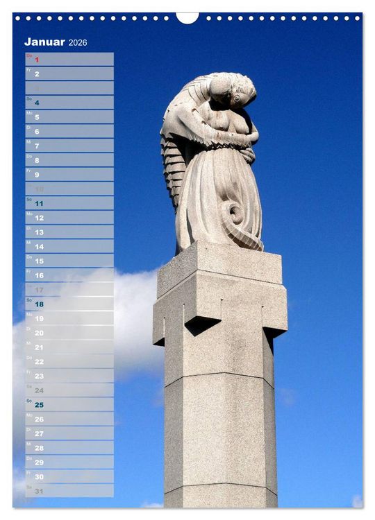 Produktbild: Skulpturen im Vigeland-Park Oslo (Wandkalender 2026 DIN A3 hoch), CALVENDO Monatskalender