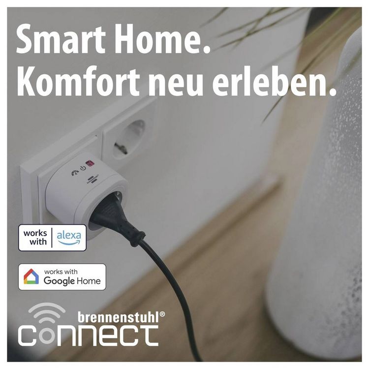 Produktbild: Brennenstuhl 1294880 Wi-Fi Smarte WLAN-Steckdose Innenbereich, Steckdose 3680W
