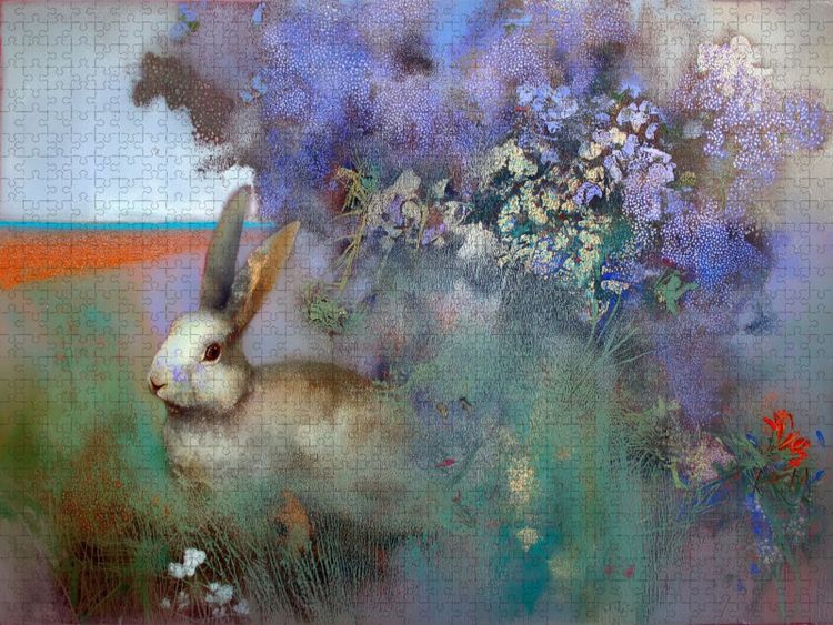 Produktbild: CALVENDO Puzzle Hase vor der Hecke | 1000 Teile Lege-Gr&ouml;&szlig;e 64x48cm Foto-Puzzle f&uuml;r gl&uuml;ckliche Stunden
