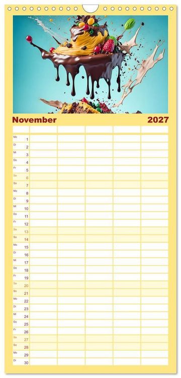 Produktbild: Familienplaner 2027 - Tortenschlacht - s&uuml;&szlig;e Versuchung mit 5 Spalten (Wandkalender, 21 x 45 cm) CALVENDO