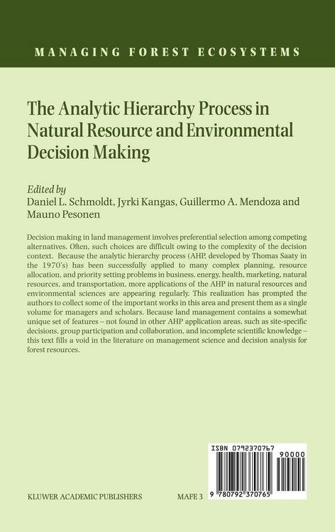 Produktbild: The Analytic Hierarchy Process in Natural Resource and Environmental Decision Making