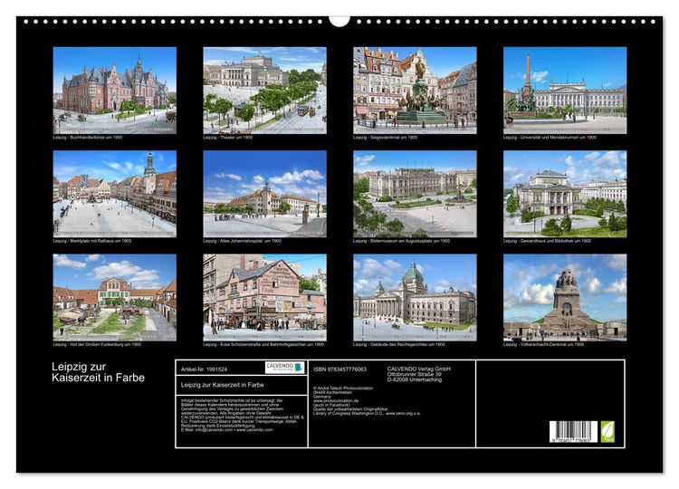 Produktbild: Leipzig zur Kaiserzeit in Farbe (Wandkalender 2026 DIN A2 quer), CALVENDO Monatskalender