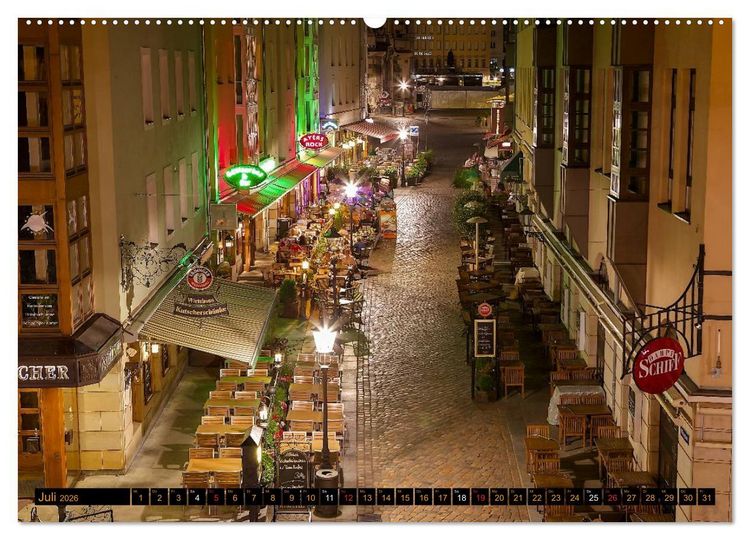 Produktbild: Eine Nacht in Dresden (hochwertiger Premium Wandkalender 2026 DIN A2 quer), Kunstdruck in Hochglanz