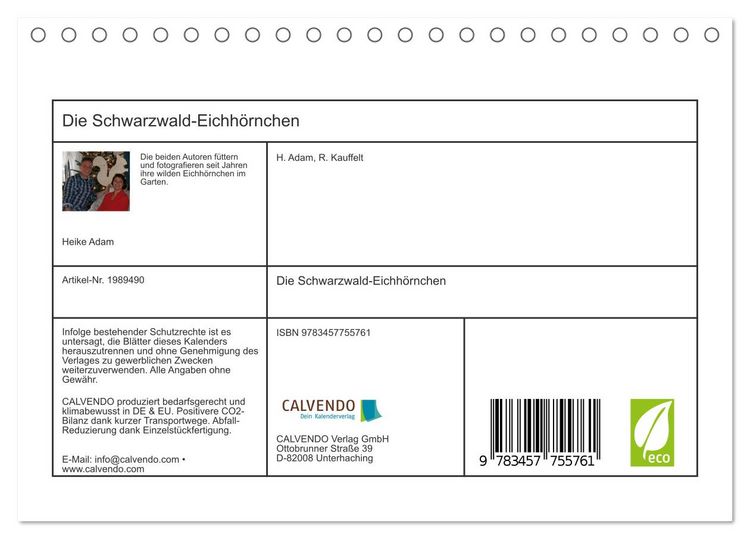 Produktbild: Die Schwarzwald-Eichh&ouml;rnchen (Tischkalender 2026 DIN A5 quer), CALVENDO Monatskalender