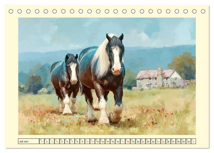 Produktbild: Starke Pferde. Imposante Kaltbl&uuml;ter auf dem Farmland (Tischkalender 2027 DIN A5 quer), CALVENDO Monatskalender
