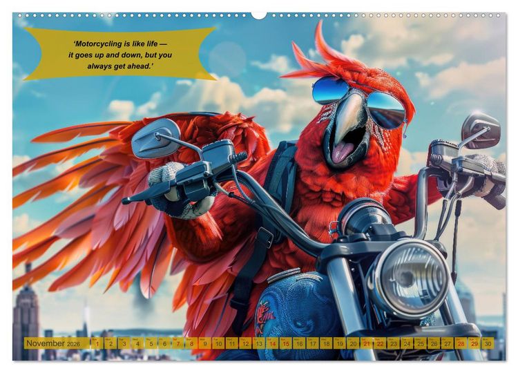 Produktbild: Funny animals as motorbike riders (Wall Calendar 2026 DIN A2 landscape), CALVENDO 12 Month Wall Calendar