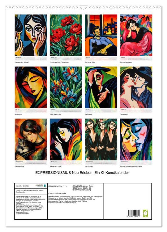 Produktbild: EXPRESSIONISMUS Neu Erleben Ein KI-Kunstkalender (Wandkalender 2026 DIN A2 hoch), CALVENDO Monatskalender