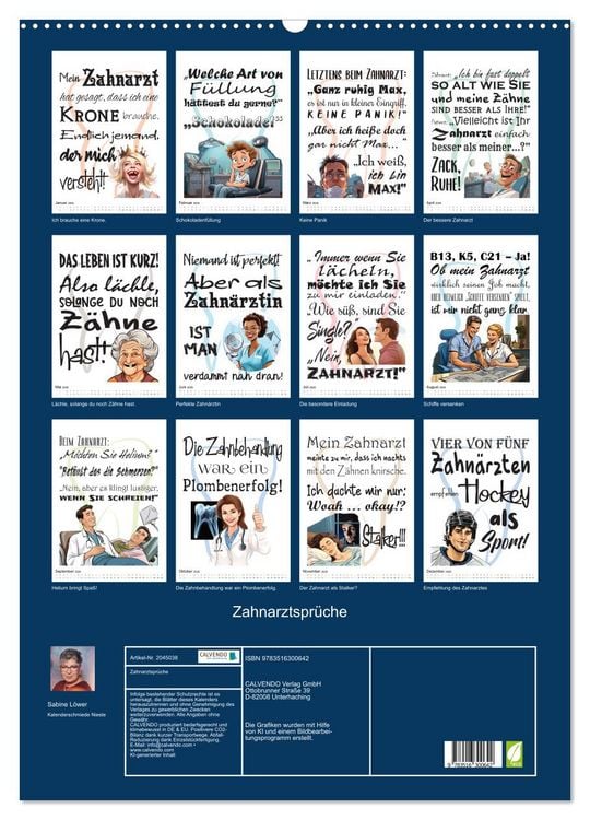 Produktbild: Zahnarztspr&uuml;che (Wandkalender 2026 DIN A2 hoch), CALVENDO Monatskalender