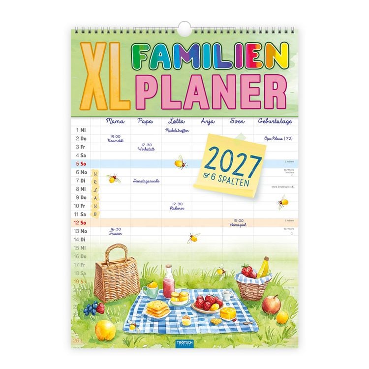 Produktbild: TR&Ouml;TSCH - Gro&szlig;bildkalender XL Familienplaner 2027 mit 6 Spalten