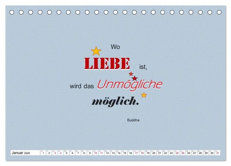 Produktbild: Zitate und Spr&uuml;che In Sachen LIEBE (Tischkalender 2026 DIN A5 quer), CALVENDO Monatskalender
