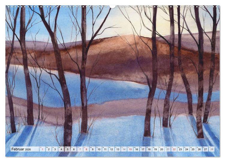 Produktbild: B&auml;ume in Aquarell (Wandkalender 2026 DIN A2 quer), CALVENDO Monatskalender