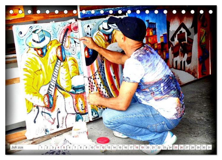 Produktbild: Kuba Kunst - Maler in Havanna (Tischkalender 2026 DIN A5 quer), CALVENDO Monatskalender