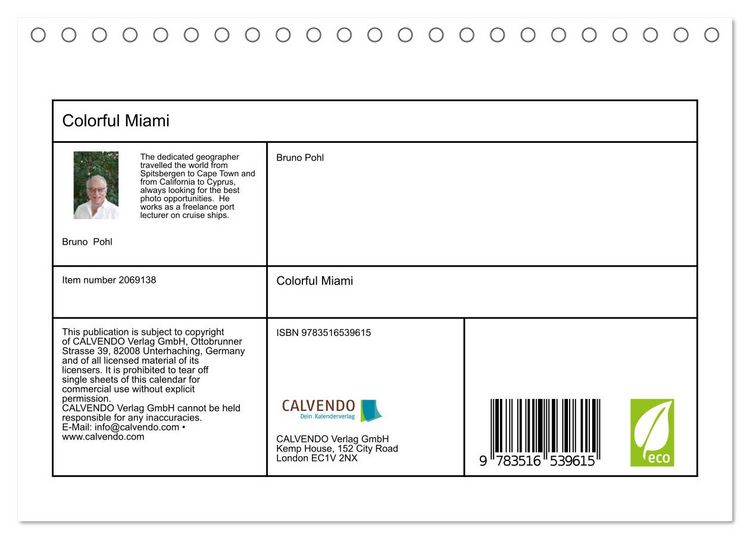 Produktbild: Colorful Miami (Desk Calendar 2026 DIN A5 landscape), CALVENDO 12 Month DeskCalendar