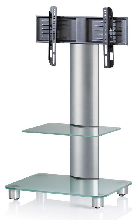 Produktbild: TV Standfu&szlig; St&auml;nder Rack Alu Glas Rollen Blino ZW