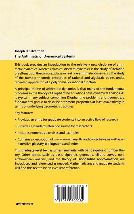 Produktbild: The Arithmetic of Dynamical Systems