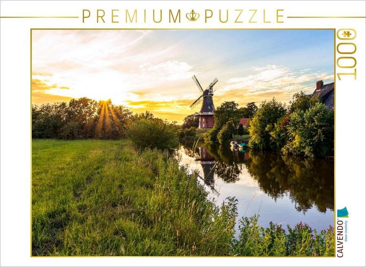 Produktbild: CALVENDO Puzzle Greetsieler Gr&uuml;ne M&uuml;hle im Sonnenuntergang | 1000 Teile Lege-Gr&ouml;&szlig;e 64x48cm Foto-Puzzle f&uuml;r gl&uuml;ckliche Stunden