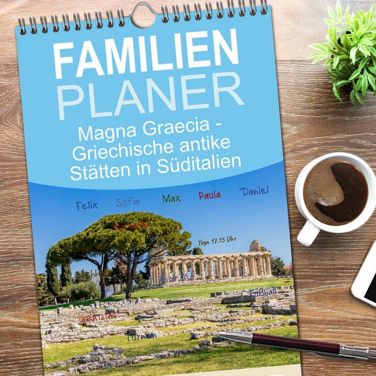 Produktbild: Familienplaner 2026 - Magna Graecia - Griechische antike St&auml;tten in S&uuml;ditalien mit 5 Spalten (Wandkalender, 21 x 45 cm) CALVENDO