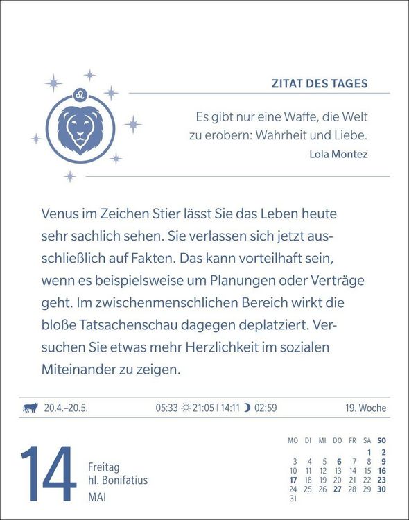 Produktbild: L&ouml;we Sternzeichenkalender 2027 - Tagesabrei&szlig;kalender - Ihr Horoskop f&uuml;r jeden Tag