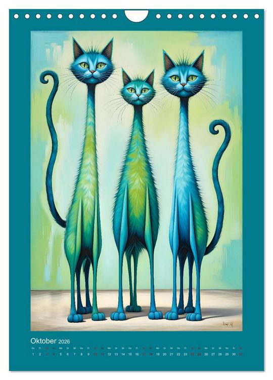 Produktbild: Buntes Katzenvolk (Wandkalender 2026 DIN A4 hoch), CALVENDO Monatskalender