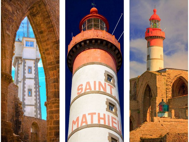 Produktbild: CALVENDO Puzzle Sehnsucht Bretagne - Am Phare de Saint-Mathieu im D&eacute;partement Finist&eacute;re findet man gleich drei Leuchtt&uuml;rme an einem Ort | 1000 Teile Lege-Gr&ouml;&szlig;e 64x48cm Foto-Puzzle f&uuml;r gl&uuml;ckliche Stunden