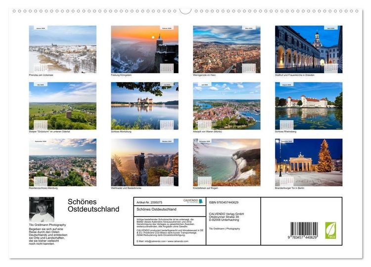 Produktbild: Sch&ouml;nes Ostdeutschland (hochwertiger Premium Wandkalender 2026 DIN A2 quer), Kunstdruck in Hochglanz