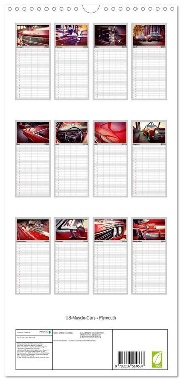 Produktbild: Familienplaner 2026 - US-Muscle-Cars - Plymouth mit 5 Spalten (Wandkalender, 21 x 45 cm) CALVENDO