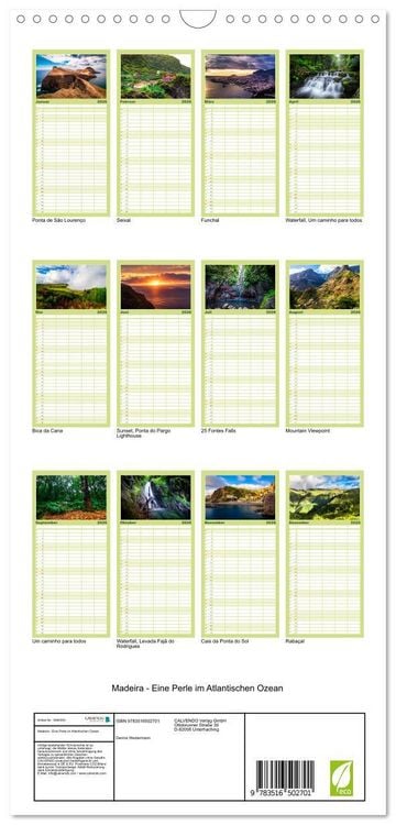 Produktbild: Familienplaner 2026 - Madeira - Eine Perle im Atlantischen Ozean mit 5 Spalten (Wandkalender, 21 x 45 cm) CALVENDO
