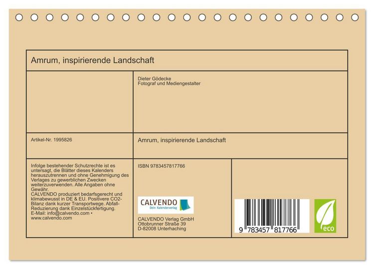 Produktbild: Amrum, inspirierende Landschaft (Tischkalender 2026 DIN A5 quer), CALVENDO Monatskalender