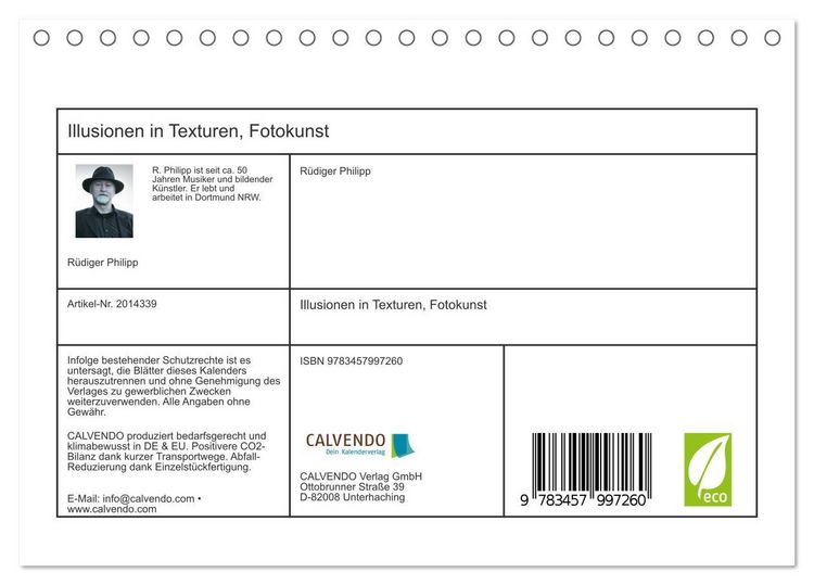 Produktbild: Illusionen in Texturen, Fotokunst (Tischkalender 2026 DIN A5 quer), CALVENDO Monatskalender