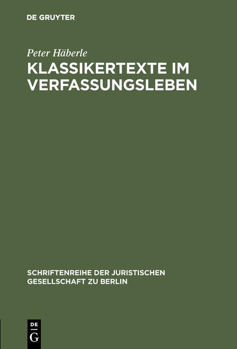 Produktbild: Klassikertexte im Verfassungsleben
