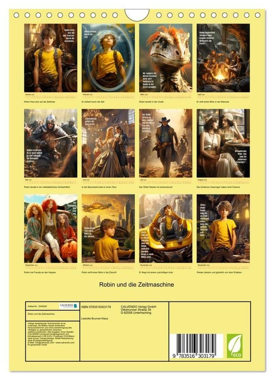 Produktbild: Robin und die Zeitmaschine (Wandkalender 2026 DIN A4 hoch), CALVENDO Monatskalender