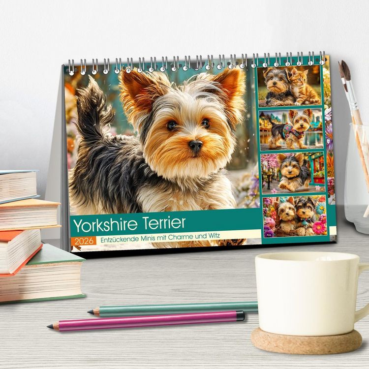 Produktbild: Yorkshire Terrier. Entz&uuml;ckende Minis mit Charme und Witz (Tischkalender 2026 DIN A5 quer), CALVENDO Monatskalender